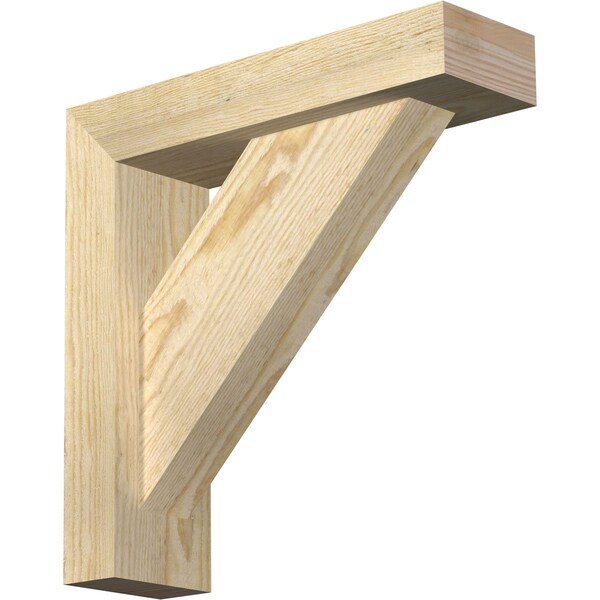 Ekena Millwork Traditional Block Rough Sawn Bracket w/ Offset Brace, Douglas Fir, 4"W x 14"D x 14"H BKT0402X14X14TRA05RDF - main